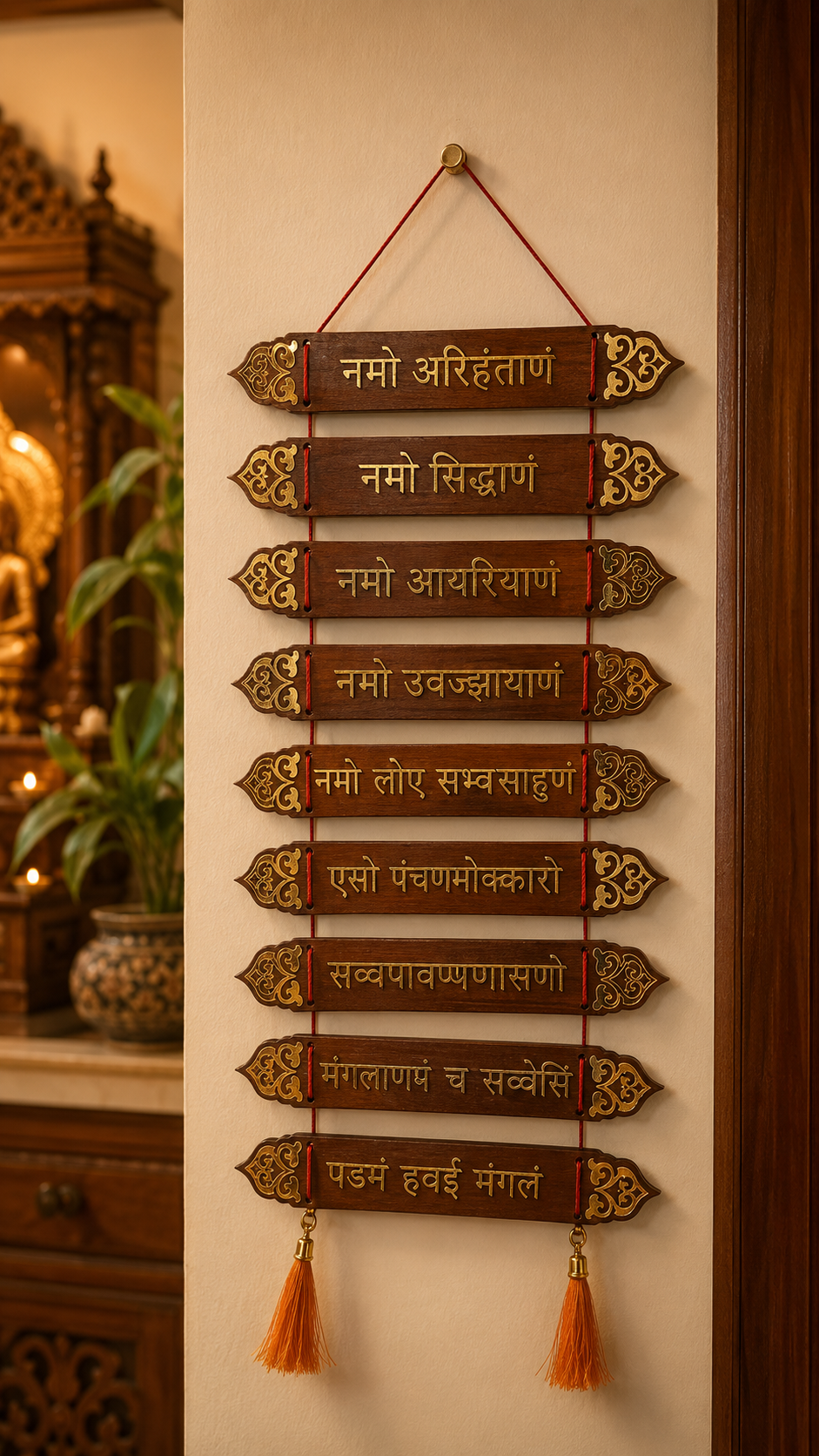 Premium Navkarmantra wooden wall hanging