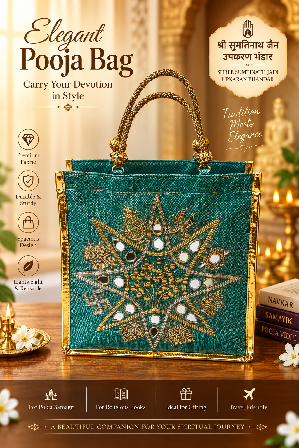 Asthmangal design hand work samayik bag