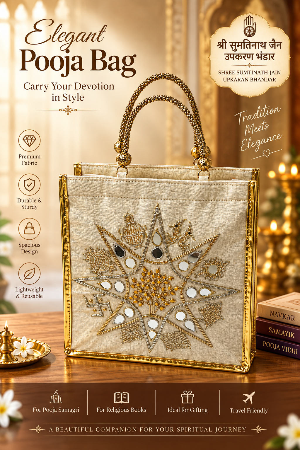 Asthmangal design hand work samayik bag