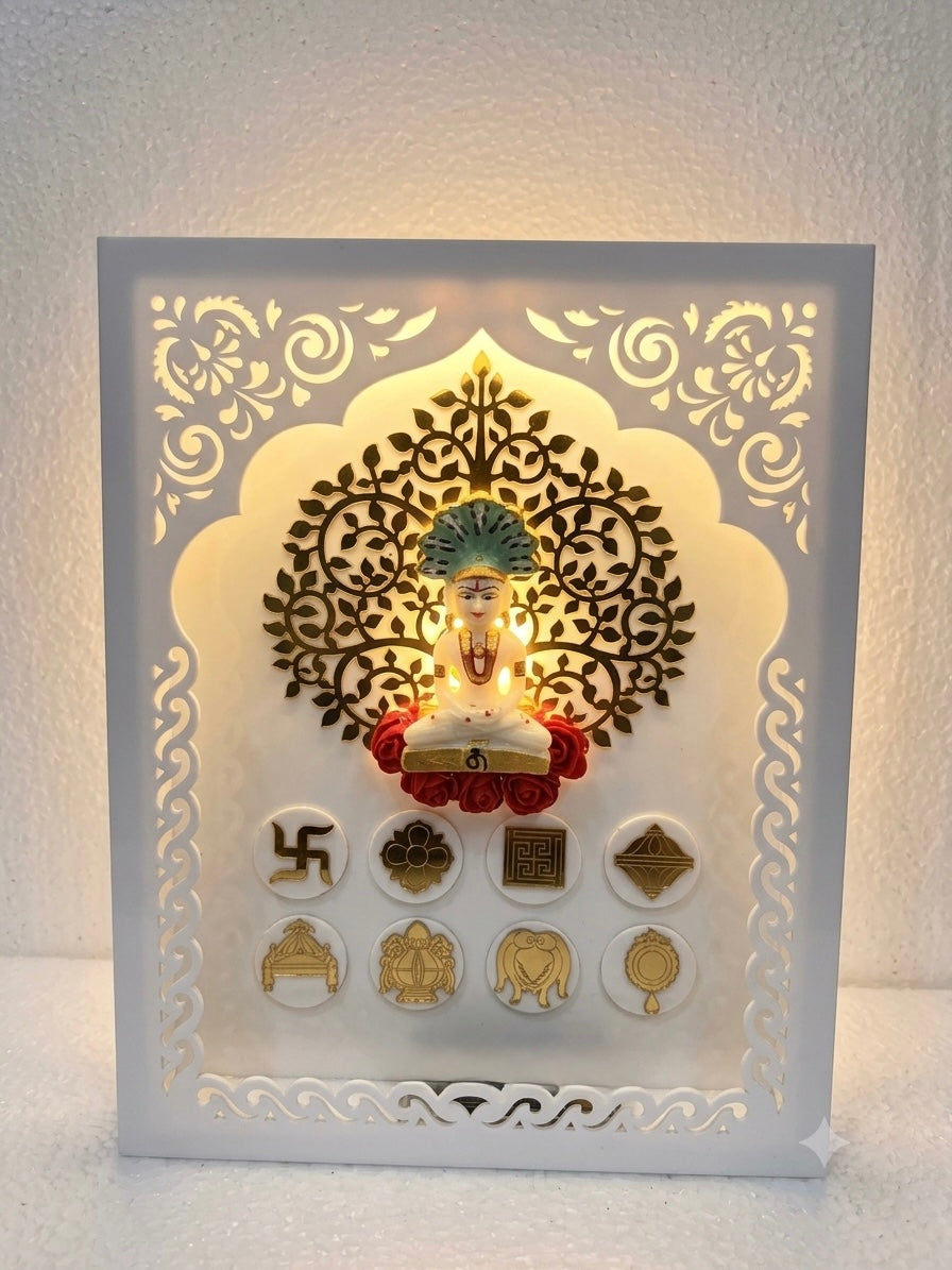 Asthmangal with parshwanath bhagwan and kalpvruksh LED frame (10x12 size)