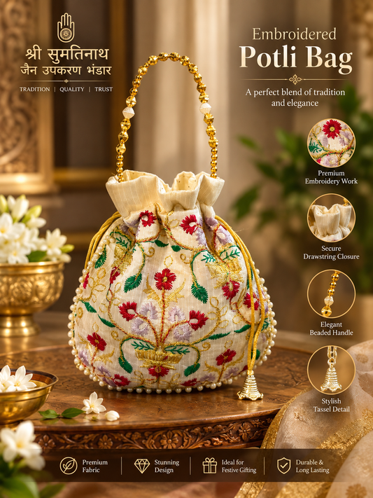Royal Sherwani Embroidered Potli Bag for Women | Traditional Ethnic Wristlet Purse