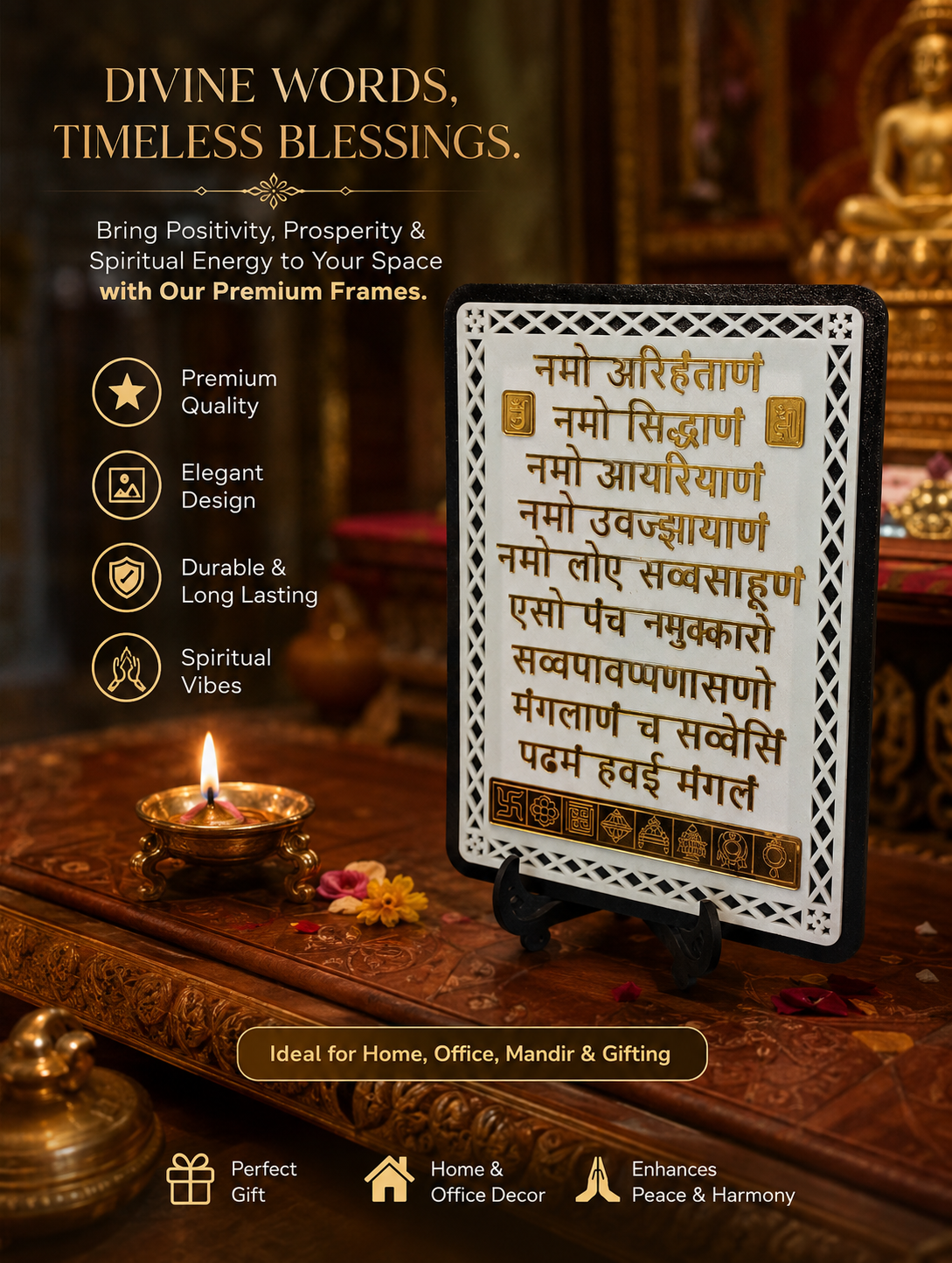 Premium Navkar Mantra Frame for Home & Mandir