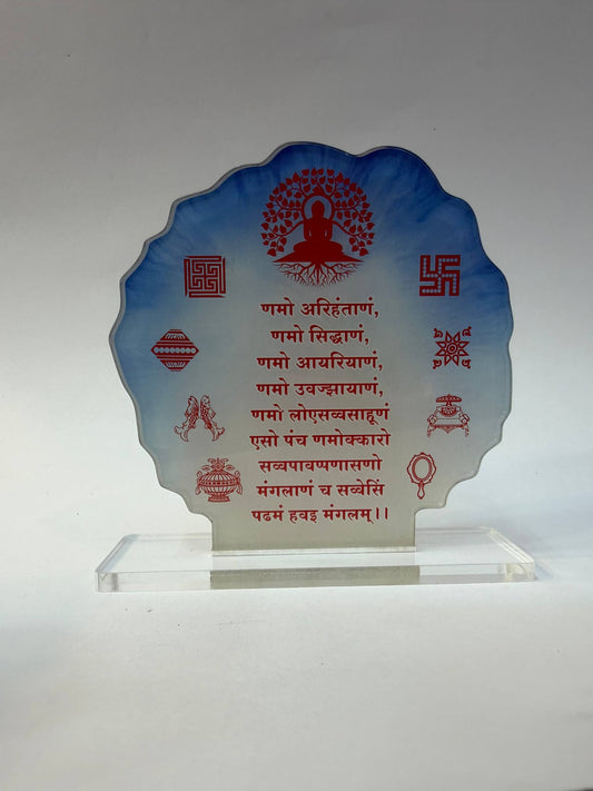 Resin art navkarmantra with asthmangal round frame